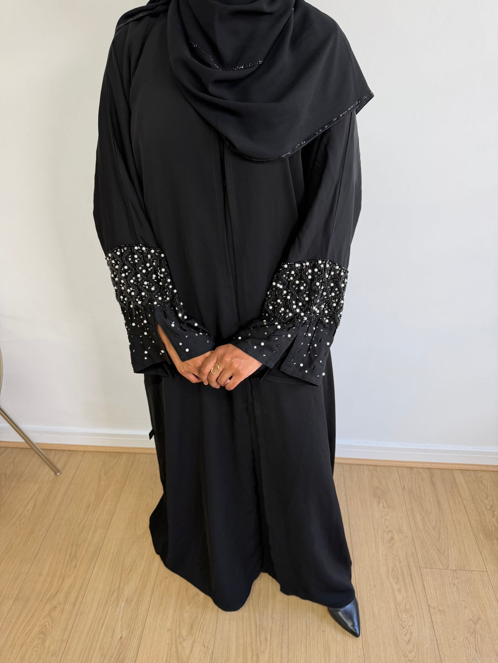 Black beaded abaya