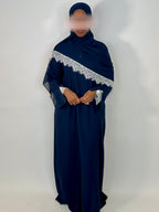 Navy Closed Lace Abaya set