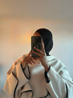 Leather trimmed Coat with Scarf