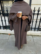 Brown Abaya Coat with Scarf