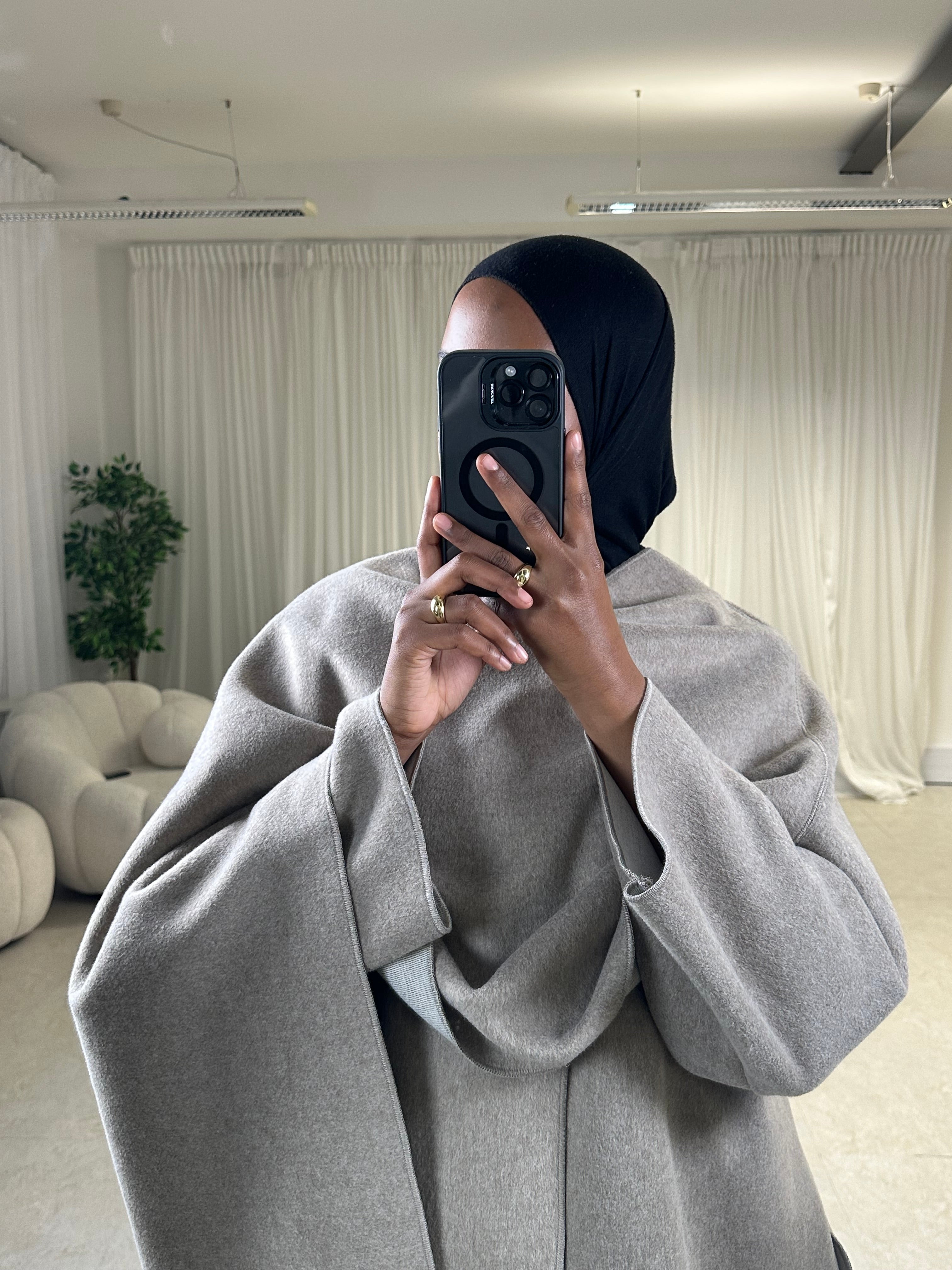 SALE~Coat with Asymmetric Scarf