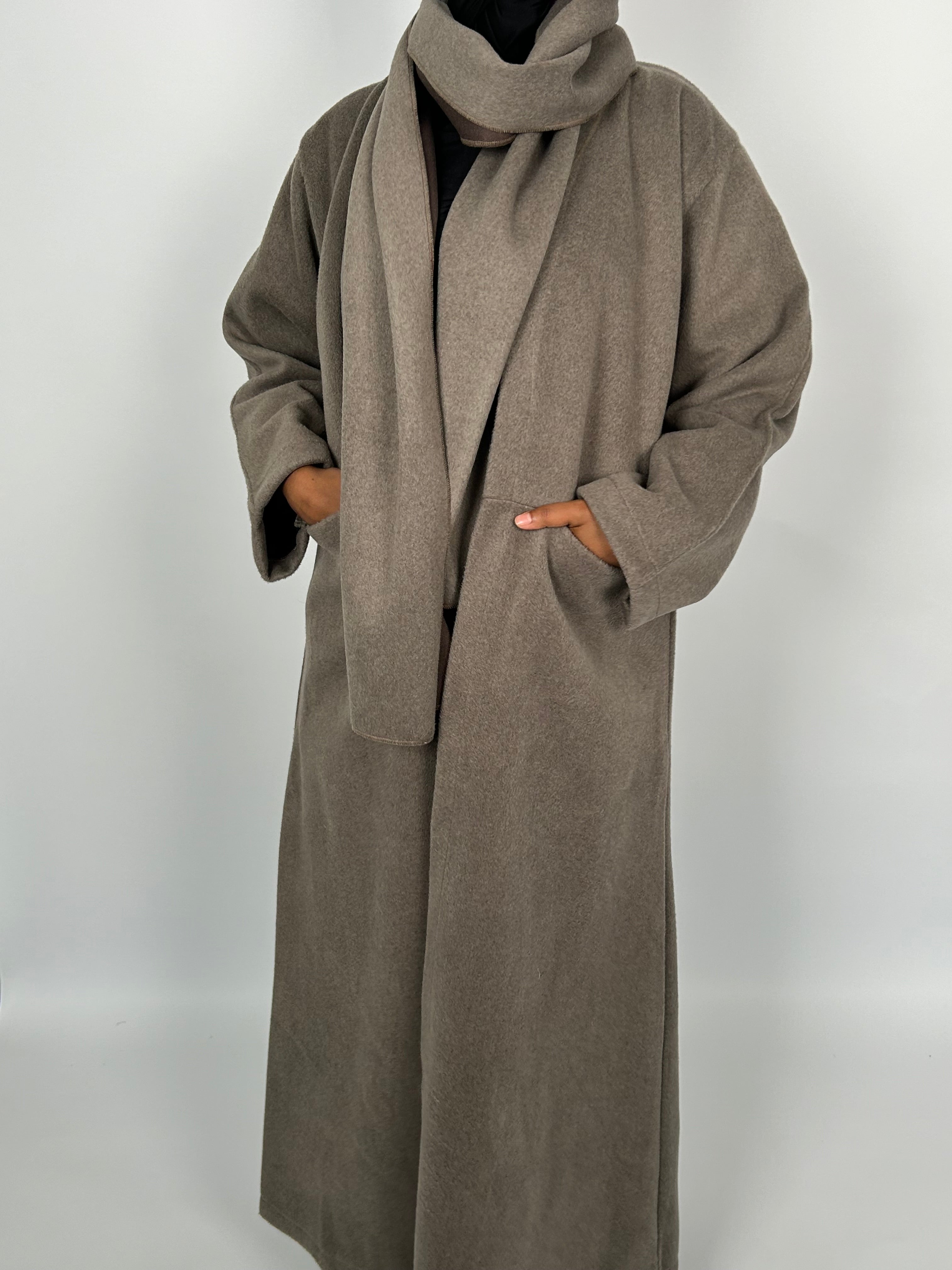 SALE~Brown Abaya Coat with Scarf
