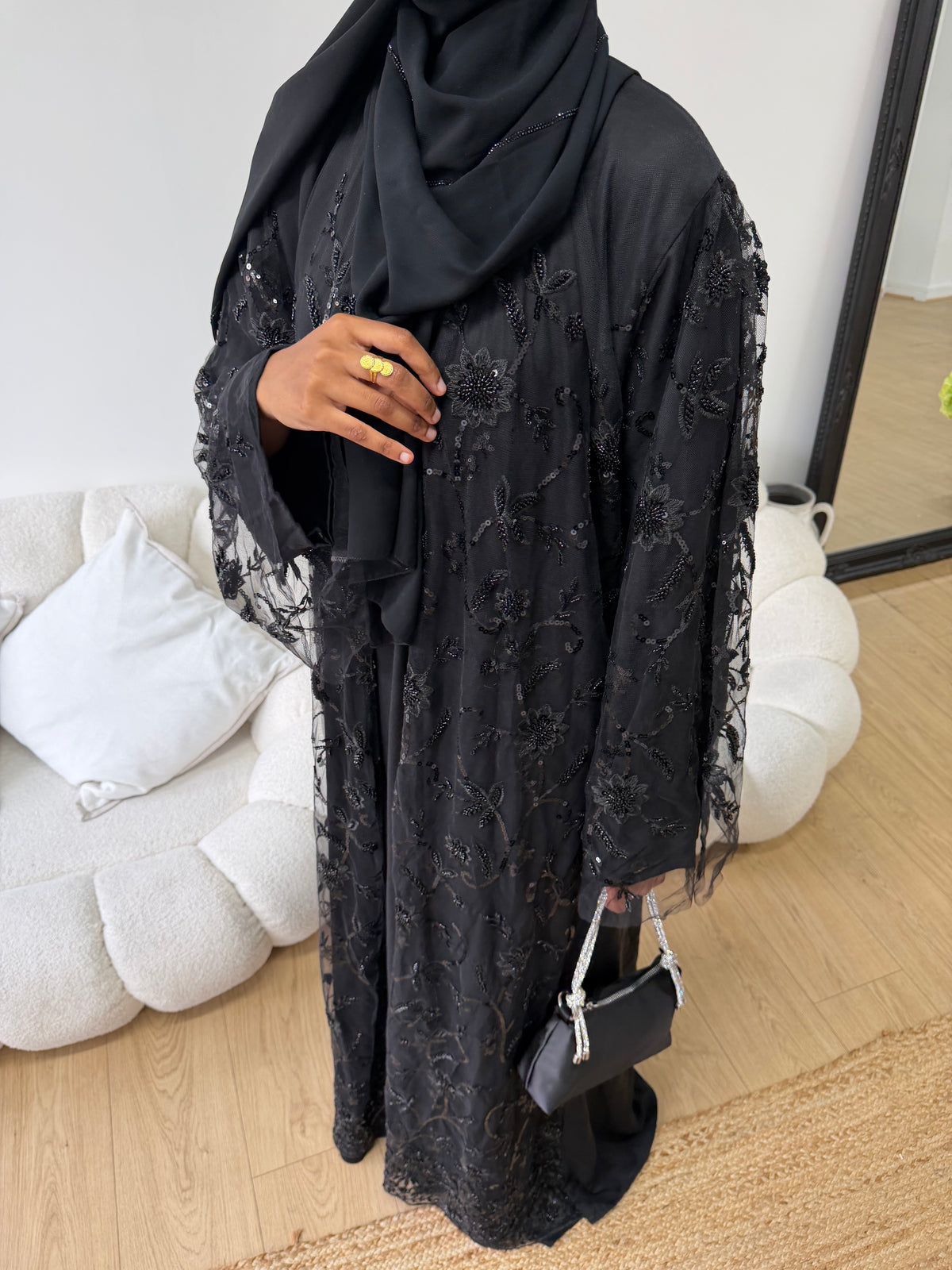 Black lace Abaya