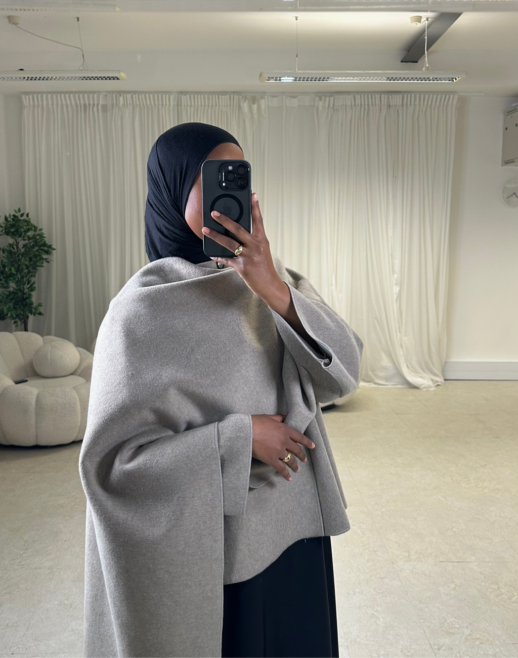 SALE~Coat with Asymmetric Scarf