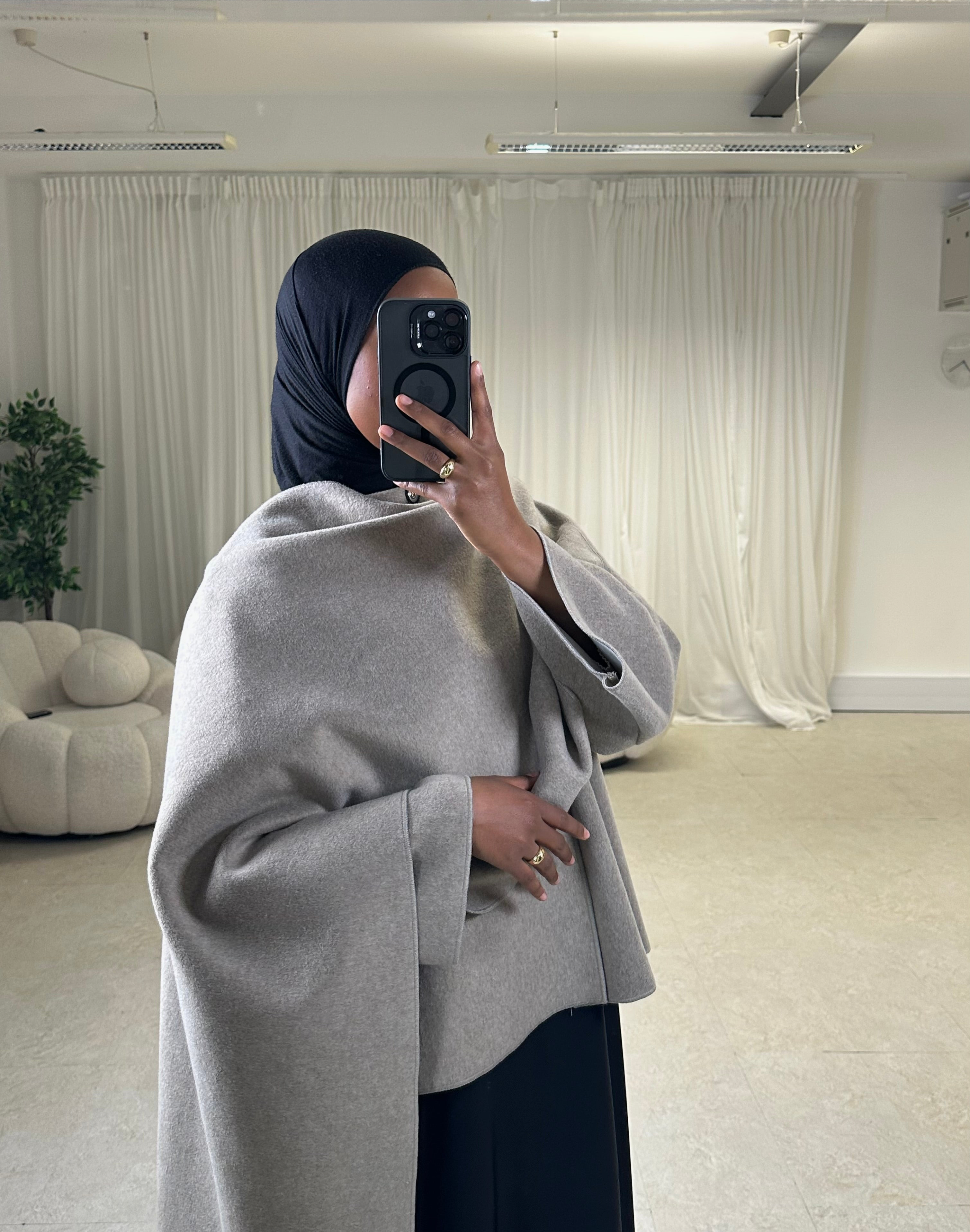 SALE~Coat with Asymmetric Scarf