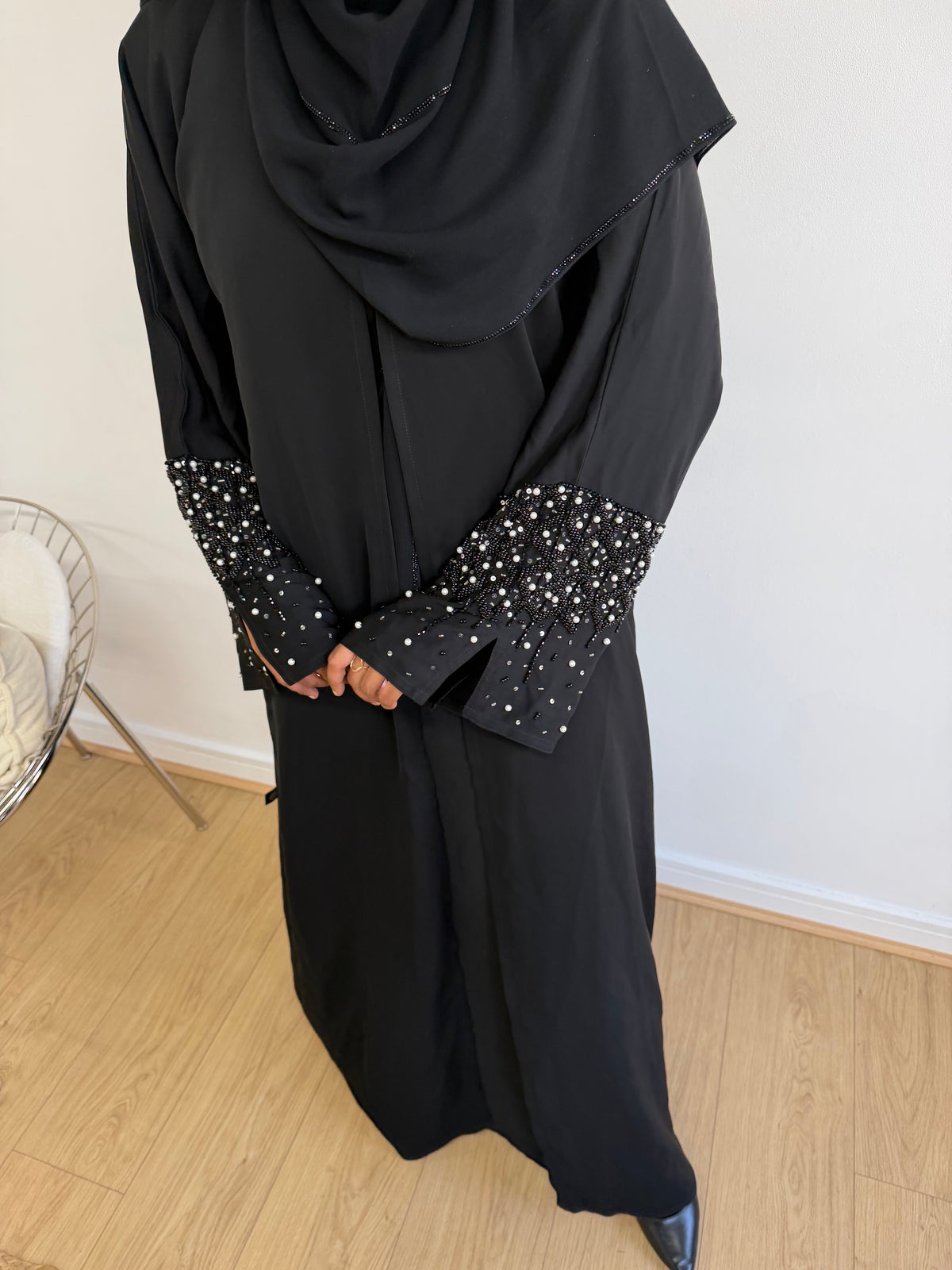 Black beaded abaya
