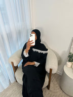 Black Closed Lace Abaya set