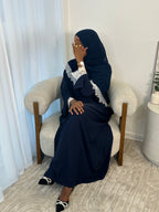 Navy Closed Lace Abaya set