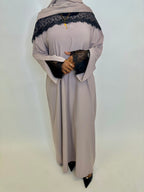 Taupe Closed Lace Abaya set