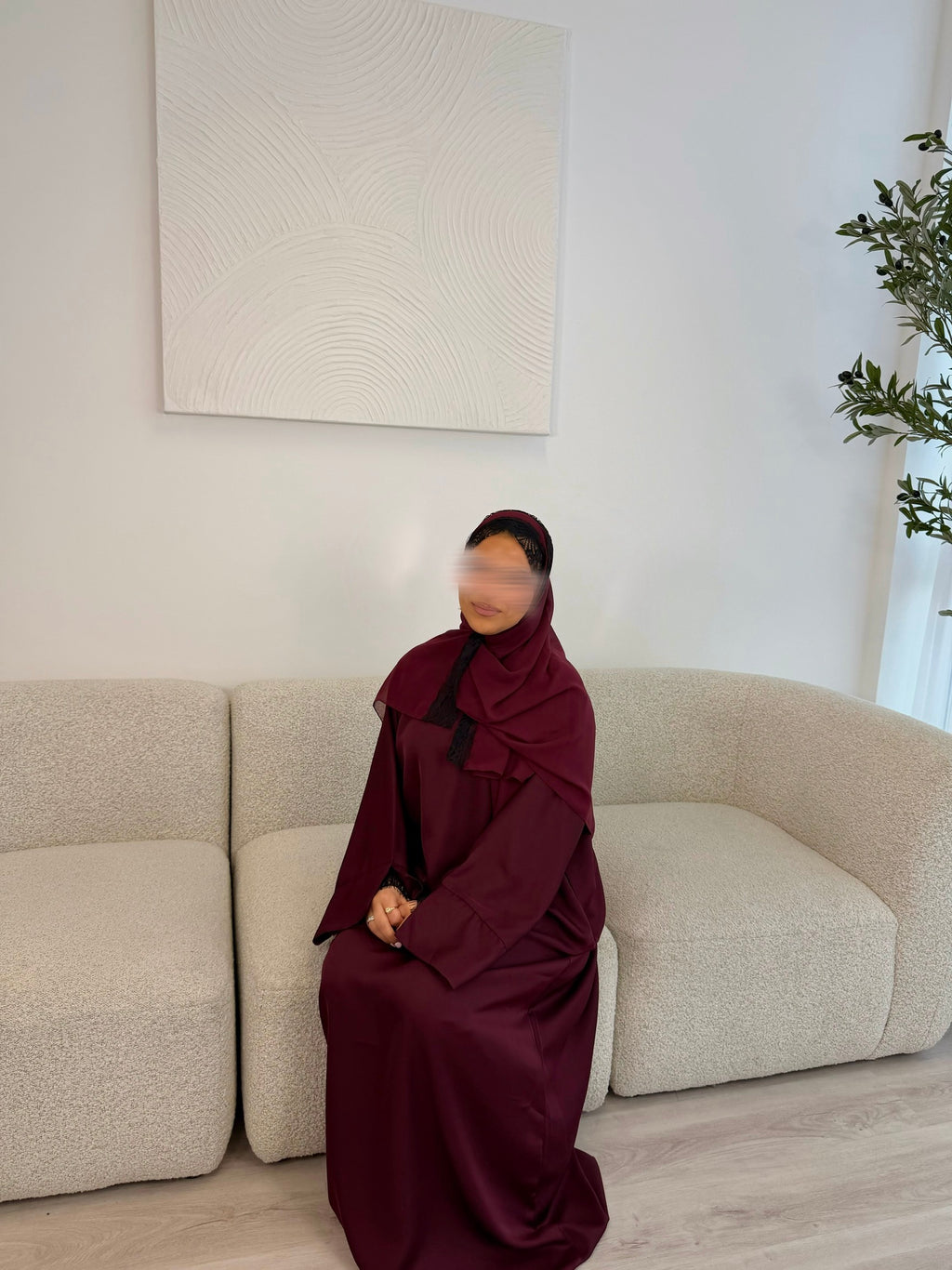 Burgundy Lace Abaya