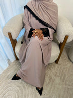 Taupe Closed Lace Abaya set