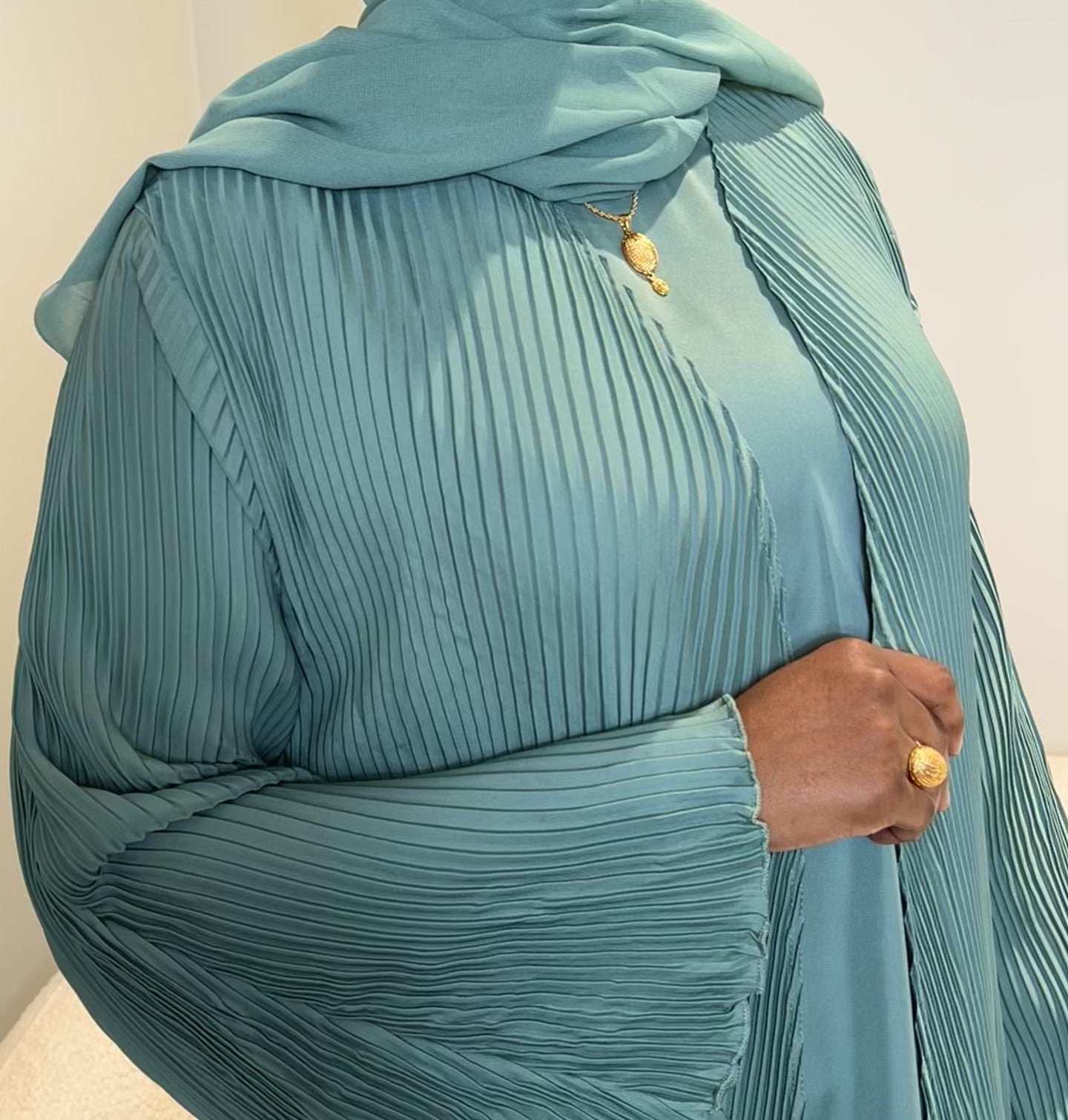 Mint Crinkled Abaya Set